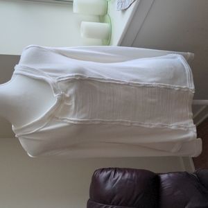 We The Free Small white ribbed and raw-sewn top, EUC